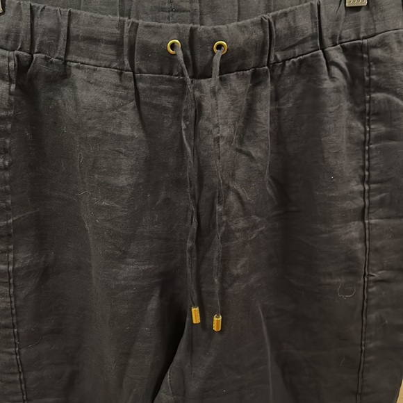 ELLEN Tracy women’s Navy linen pants, folded hem, drawstring waist size M - Picture 4 of 11